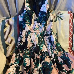 Adrianna Papell Floral Dress - Black, Pink, Green